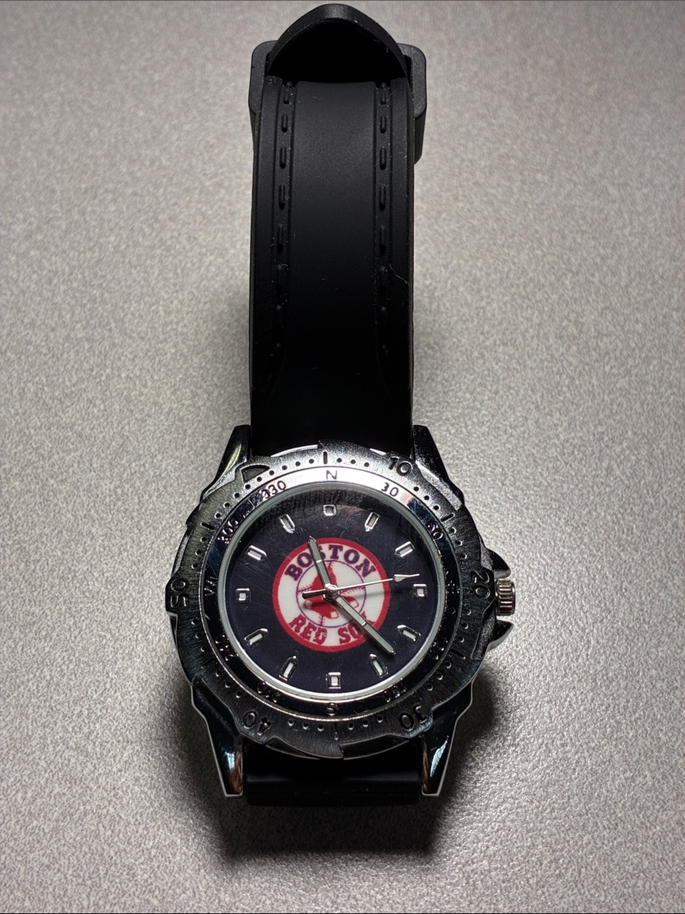Vintage boston red sox watch With New Silicone Strap. Works. Sharp And Sporty